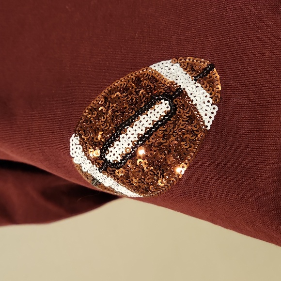 ❤️ PEACH LOVE CALIFORNIA GAME DAY SEQUIN FOOTBALL PUFF SLEEVE TOP, MEDIUM - Picture 7 of 14